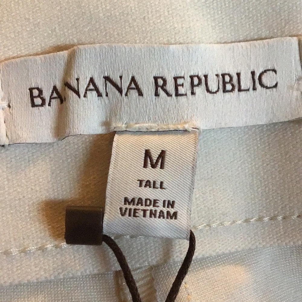 NWT Banana Republic SoHo Wide Leg Cream Rayon, Pintuck Pant, Size Medium Tall